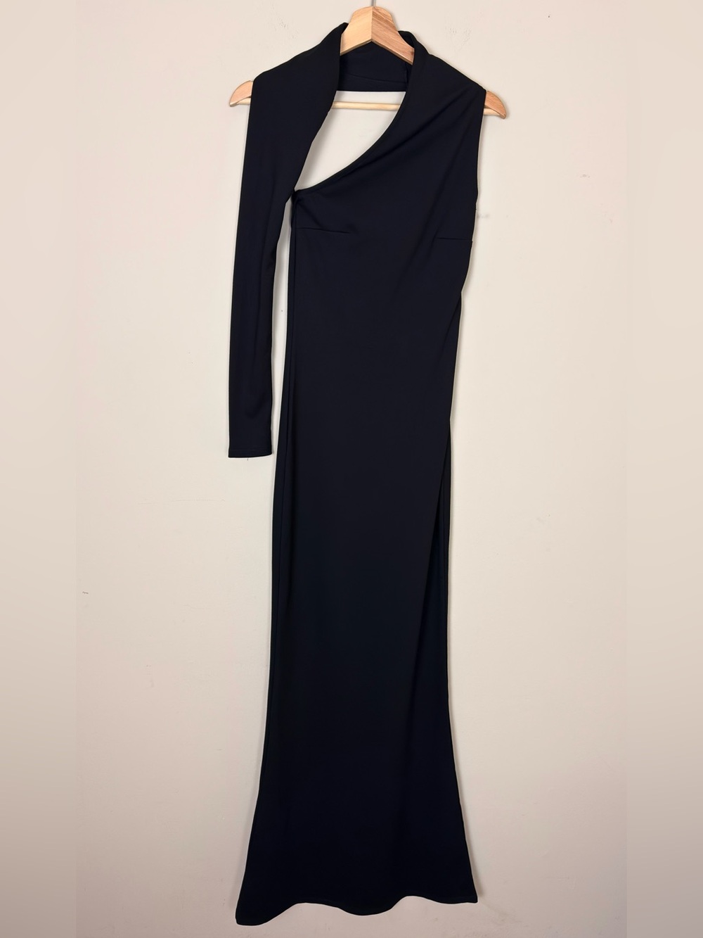 Marcella NYC Manhattan One Shoulder Gown European Ponte Open Back Halter Small - Picture 10 of 16